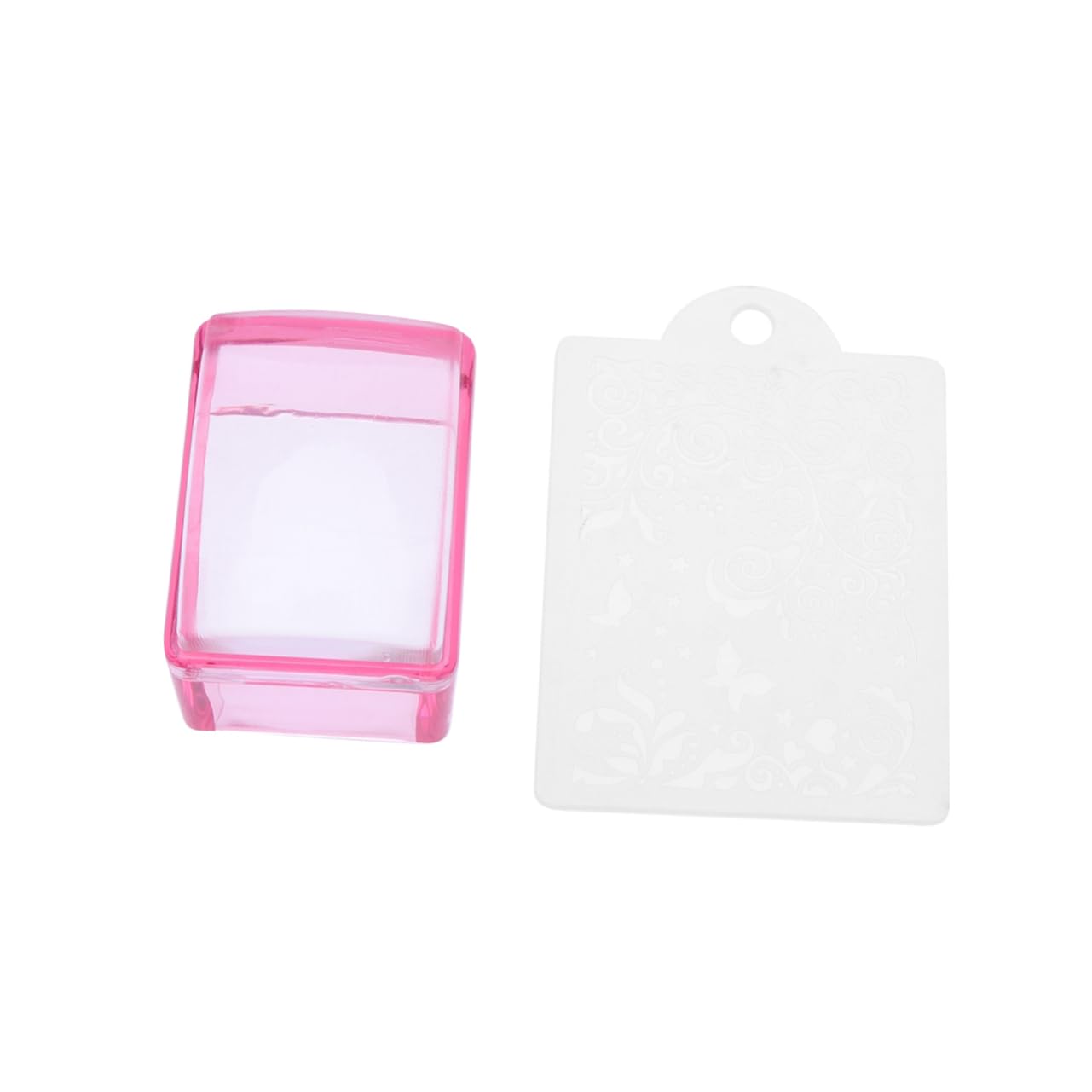 Vaguelly Silicone Nail Art Stamper Set with Scraper for DIY Manicure Clear Stampers for Nail Polish Art Elastic and Durable Tool Red