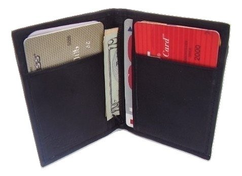 Dangerous Threads Mens Black Leather Lamb Mini Bifold Wallet 776