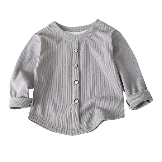 Girls Knitted Sweater Long Sleeve Buttons Down Solid Color Stretchy Casual Fall Winter Cardigan Shirts Tops (Grey, 12-18 Months)