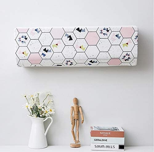 Image of DARSHANAM WORLD Beatiful Designer Ac Cover / / Cutest Printed Air Conditioning Dust Cover For Indoor & All Type AC Split Covers / / Colorfull Folding Designer Ac Cover (Pink & White Hexagon 1 Ton)