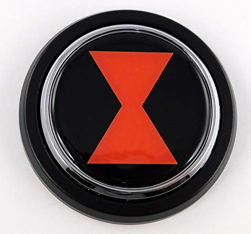 Image of Black Widow Car Truck Black Round Grill Badge 3.5 inch Grille Chrome Emblem