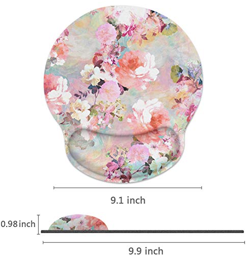 Britimes Ergonomic Mouse Pad With Wrist Support Pink Flowers Peonies Floral Non-Slip Rubber Base Mousepad For Home Office Gaming Working Computers Laptop Easy Typing & Pain Relief #TOP7