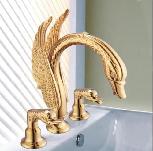 Robinet de lavabo à 3 trous anti calcaire mitigeur laiton cygne