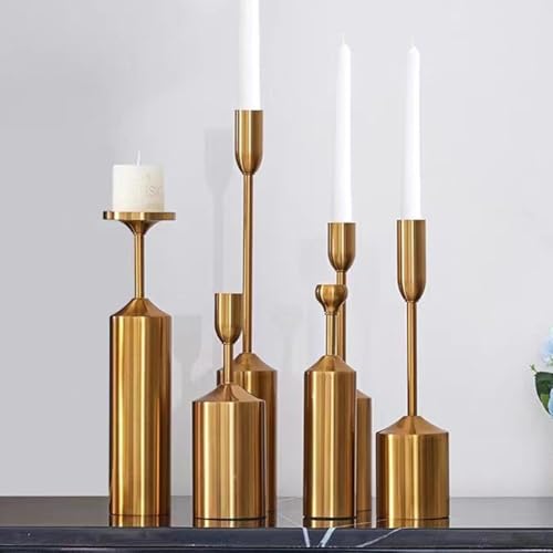 6 bougeoirs dorés pour décoration de table de mariage et fête