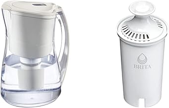 Brita Medium 8 Cup Water Filter Pitcher with 1 Standard Filter, BPA Free “ Marina, White & Water Filter Pitcher Advanced Replacement Filters, 1 Filter
