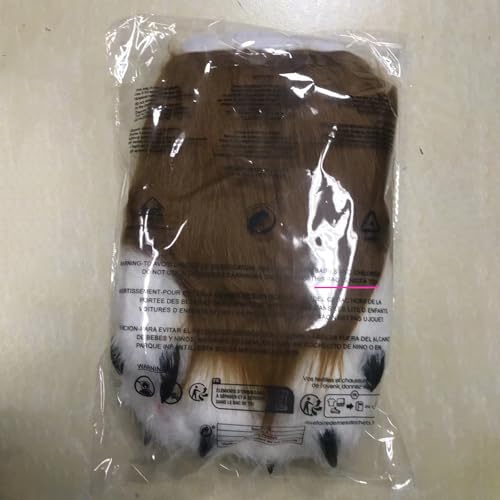 hbbhml Kunstpelz Plüsch pelzige Katze Kralle Handschuhe Fursuit Tier Fuchs Pfoten Fäustlinge Halloween Kostüm Zubehör für Erwachsene
