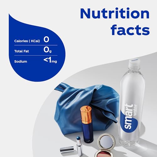 Smart Water, Pack of 12x600ml, Purified Water, Electrolyte Infused for Taste Drinking Water, Sleek Bottled Water