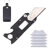 Pocket Knife Utility Knife Box Cutter Bottle Opener Screwdriver 6-in-1,Black