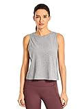 CRZ YOGA Women's Pima Cotton Loose Cropped Tank Tops Workout High Neck Sleeveless Athletic Gym...
