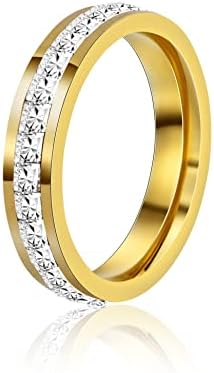 Kyazeo Dainty Cubic Zirconia Rings for Women 18K Gold Plated Simple CZ Diamond Love Eternity Band Stackable Rings Wedding Engagement Band Size 5-9