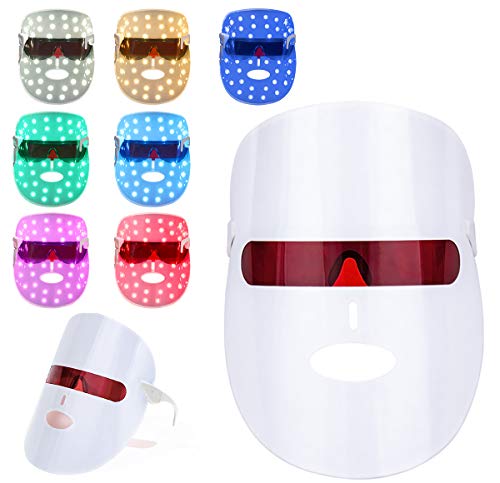 7 Couleur LED Photon Masque,acné Masque de luminothérapie,Masque facial de luminothérapie,Rides Acné Retrait Visage Rajeunissement de La Peau Du Visage De Beauté Spa Dispositif
