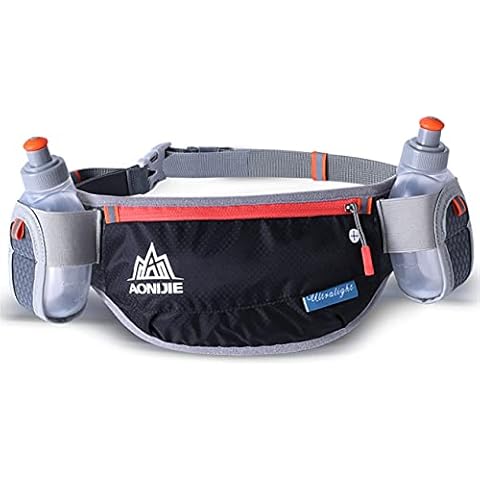 Waist Fanny Pack Running Belt Bum Bag with Headphone Jack Adjustable Belt for Outdoors Jogging Workout Hiking Gifts for Men Women (Black) Cover