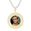 03294 Gold circle pendant with tennis chain