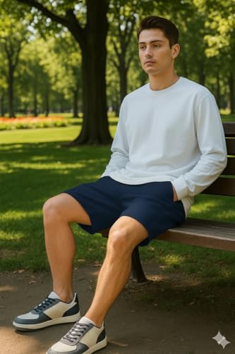 Image of INKKR Men's Premium Polyester Casual Ribbed Shorts ||Loose Fit with 2 Pocket Shorts