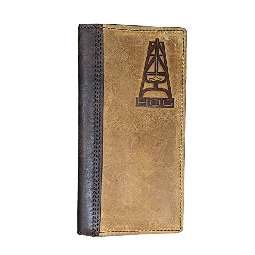HOOEY Leather Men’s Western Rodeo Wallet (Hog Logo Embossed - Brown)