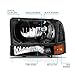 AmeriLite for 1999-2004 Ford Super Duty F250 F350 F450 F550 | Excursion Black Factory Style Replacement Headlights w/Corner Bumper Corner Set - Passenger and Driver Side
