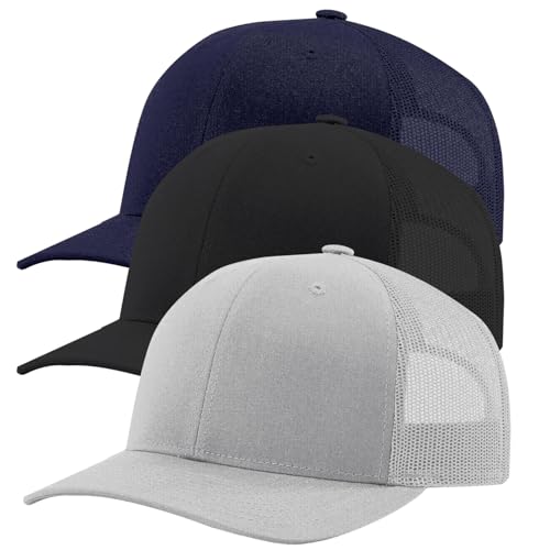 Image of TZ Promise Men Women Plain Cotton Trucker Cap with Breathable Mesh Back, Snapback Baseball Hats