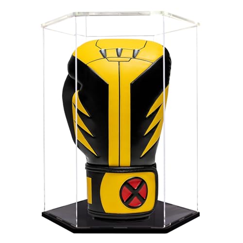 Boxing Glove Display Case?Clear Boxing Glove Display Case?Boxing Glove Stand?Baseball Mitt Ball Football,Self-Assembly Acrylic Display case for Full Size Boxing Glov