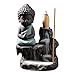 Produktbild Wankd Räuchergefäß,Räuchergefäß Rauch Wasserfall Rückstauhalter Keramik Porzellan Buddha Little Monk Tower Kegelstäbchen Aschefänger mit 5 Backflow Räucherkegel (Grün)