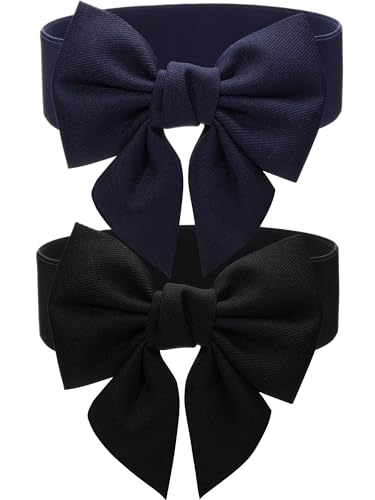 2 Pcs Bow Bow Belt with Elastic Design for Dresses Vintage Stretch Cinch Belts, Ideal as Party Dress Accessories