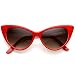 zeroUV - Super Cateyes Vintage Inspired Fashion Mod Chic High Pointed Cat-Eye Sunglasses (Red)