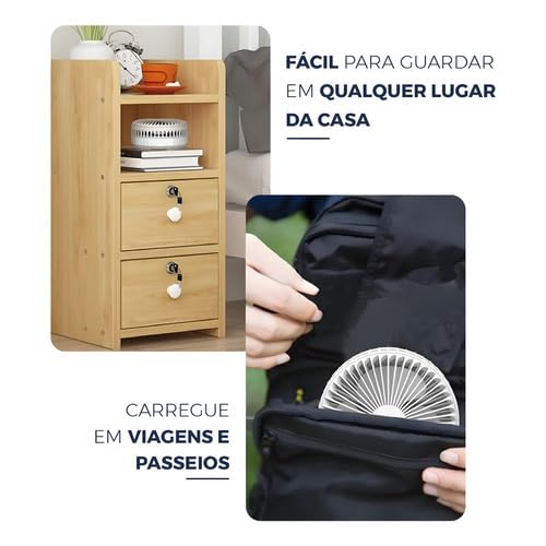 Ventilador Portátil Silencioso Dobrável Recarregável Expansivel 4 Velocidades