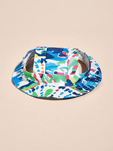 Qwinee Cartoon Pattern Dog Hat With Ear Hole Round Brim Dog Puppy Cat Sun Hat Bucket Hat Outdoor Sun Protection Pet Caps For Small Medium Cats Dogs Kitten Multicolor M #TOP1