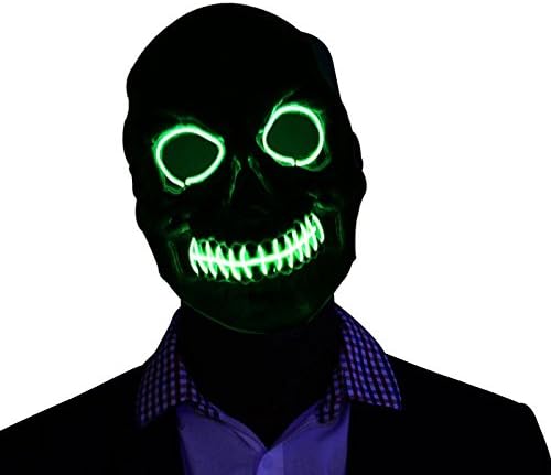 ranpo El Wire Light Up LED Mask Light Green Neon Rave Horrific Cosplay Party Halloween Costume