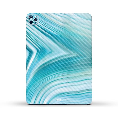Image of MightySkins Carbon Fiber Skin Compatible with Apple iPad Pro 11 inch M2 4th Gen (2022) Full Wrap Kit - Aquamarine Quartz | Protective, Durable Textured Carbon Fiber Finish | Made in The USA