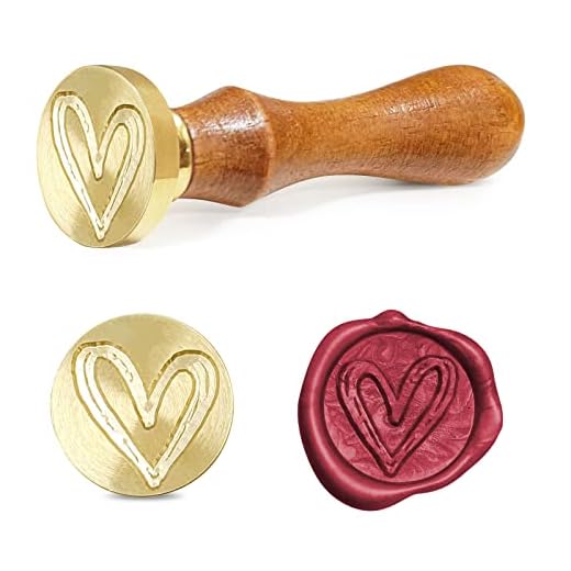Sello de cera con forma de corazón y árbol de la vida, con 1 sello de cabeza de latón extraíble y 1 mango de madera, para sobres, invitaciones, tarjetas, regalo, sello de cera retro (corazón)