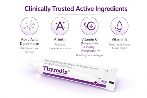Image of Thyro-din Cream with Kojic Acid Dipalmitate, Arbutin & Vitamin E - Helps Reduce Dark Spots, Pigmentation & Uneven Skin Tone (20g)