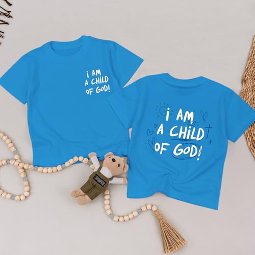 Image of KEEVICI Cute I Am A God of Child Shirt Girls Graphic Tees Christian T Shirts for Kids Jesus Religious Faith Cotton Summer Top