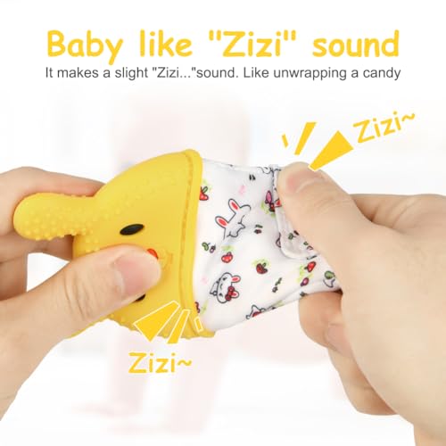 Image of 2Pack Silicone Teething Mitt, Rabbit Baby Teething Toy for 0-6 6-12 Months, Food Grade Silicone Infant Teething Mitten, BPA-Free Baby Chew Toys for Pain Relief, Sucking Needs