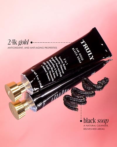 Truly Beauty 24K Gold Black Soap for Face and Body with Chamomile and Turmeric - African Black Soap for Acne, Hyperpigmentation & Signs of Aging - 5oz - Image 3