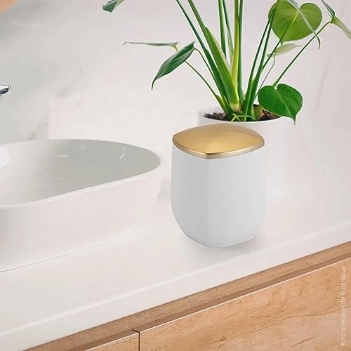 Porta Cotonete e Algodão Arthi | Acabamento Dourado | Design Clean e Moderno | Eficiente para Organi