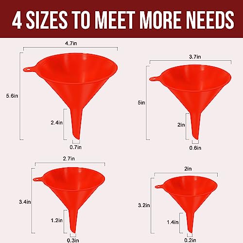 image for walfos 4pcs Kitchen Plastic Funnel (NO BPA),Automotive Funnel for Liqu
