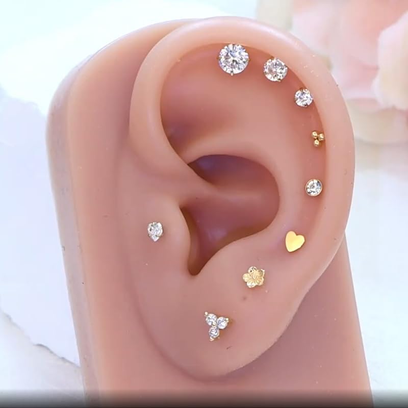 D.Bella Surgical Steel Earrings for Sensitive Ears Hypoallergenic 20G Tragus eEarrings Stud Hoop Earrings for Women Men Flat Back Earrings Cartilage Earrings Hoop Stud3