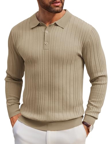 Polo tricoté à manches longues homme COOFANDY : le pull d'hiver kaki chaud et thermorégulateur