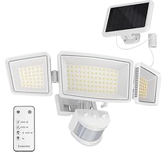 Ensenior 5 Motion Sensor Modes Solar Security Light, 1800LM 270° Wide Angle 3 Heads LED Flood Lights, IP65 Waterproof Wall …