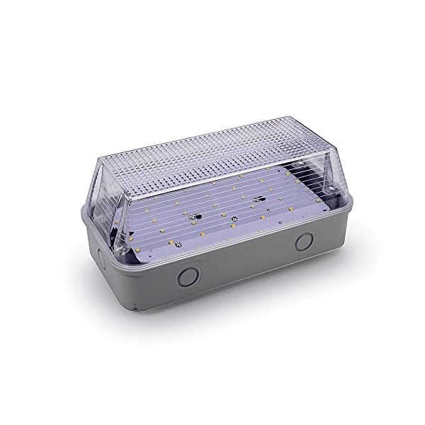 Hispec 8W Exterior Outdoor Indoor LED Bulkhead Brick Light Ceiling Wall Lamp Cool White 4000k IP65 Toilet Bathroom Utility Doorway Hall Patio Garden Lighting