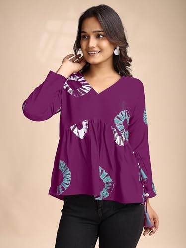 Image of Youthnic Women's Poly Rayon Printed Alia Cut Peplum Top | Top for Office | Women's Tunics | Short Kurti Women| Regular Fit