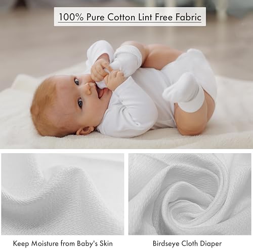 Ruvanti Cloth Diapers 10 Pack Flatfold 100% Cotton 24"x24" Unisex Birdseye - 1