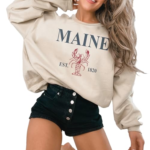 Maine Lobster Sweatshirt, Maine Pullover, Faded Vintage Aesthetic, Trendy Travel Destination Gift For Him or Her, Unisex Crewneck Sweatshirt3