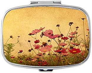Qien BaiSei Old Flower Pill Box/Pill case-Rectangular Pocket Pill Box/case-Two Compartments for Keeping Pill Box/case