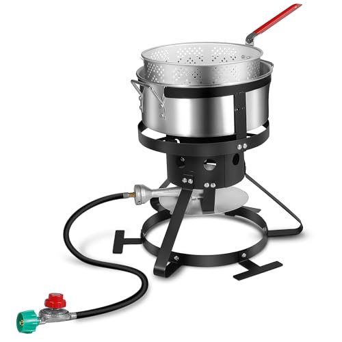 Propane Deep Fryer with 10 Qt Fryer Pot, Thermometer & Stand