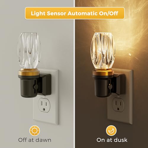 Image of L LOHAS LED Night Light, Dimmable Night Lights Plug into Wall, Light Sensor | Automatic Nightlights Plug in, 3000K 100LM, LED Nightlight, Crystal Acrylic Decorative, Hallway Bedroom Bathroom, 1 Pack