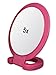 Double Sided Pedestal Mirror Stand - Vanity Round Mirror with 1x and 5x Magnification - Adjustable Handle and Portable Free-Standing Mirror for Travel, Shaving, Bathrrom, Tabletop, Makeup (Pink)