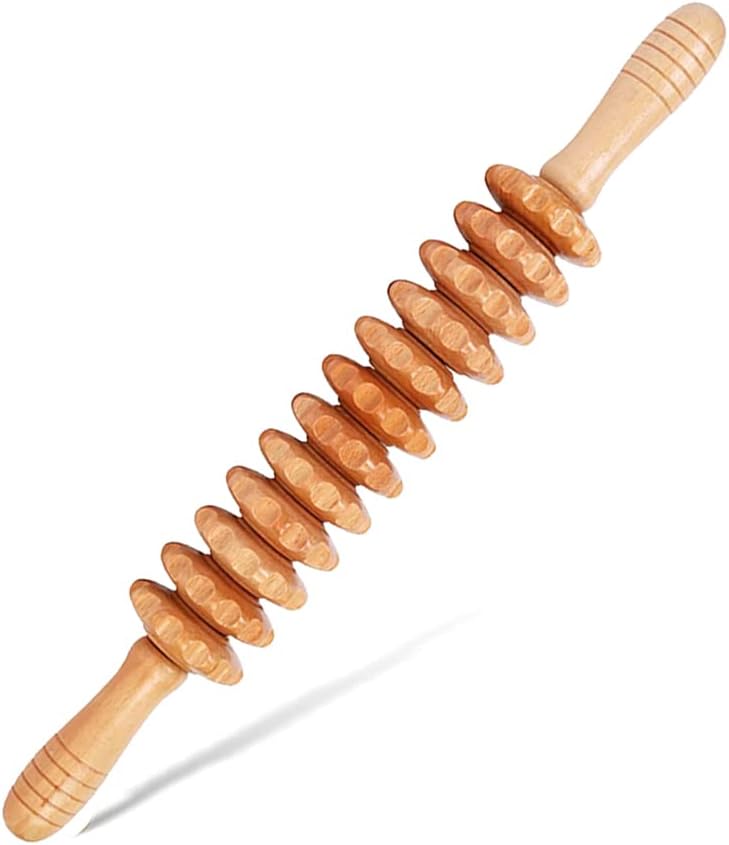 Wood Therapy Massage Roller Tools,Manual Massage Roller Stick for Body Sculpting,Lymphatic Drainage,Cellulite Massage & Wooden Muscle Roller Stick for Waist and Thigh, Stomach Rolling