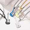 U7 Collier Musique Homme avec Pendentif Guitare en Acier Inoxydable Bijou Hip Hop Style #3
