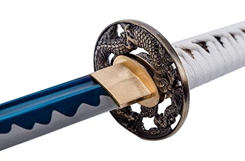 BOHIHYU Samurai Katana Sword - Handmade Japanese Katana with 1060/1095/Damascus/T10 Steel, Alloy Tsuba & Solid Wood Handle - Full Tang Sharp Blade for Martial Arts, Collection, Display